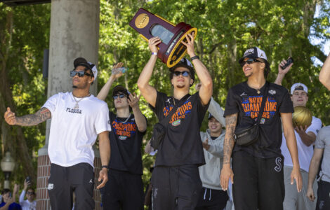 Florida shows up late again, this time for the team's championship celebration on campus